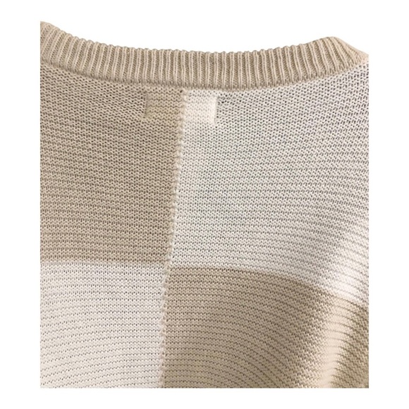 Jessica Simpson cream & offwhite colorblock ribbed neckline sweater size Large - Picture 12 of 12